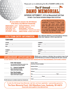 8th Annual Dano - Golf Entry Form - 6.19.2019